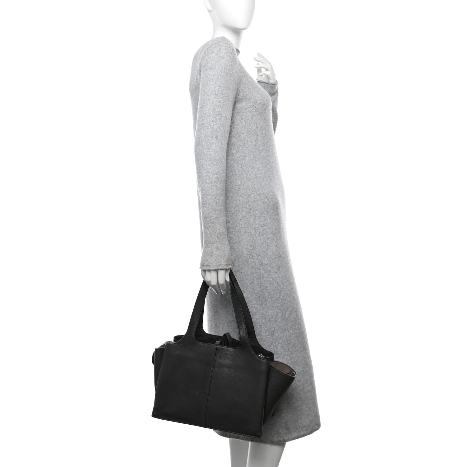 Celine Baby Grained Calfskin Medium Tri-Fold Bag Black 2 of 12