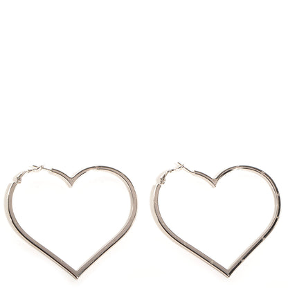 Chanel CC Heart Hoop Earrings Silver 1 of 5