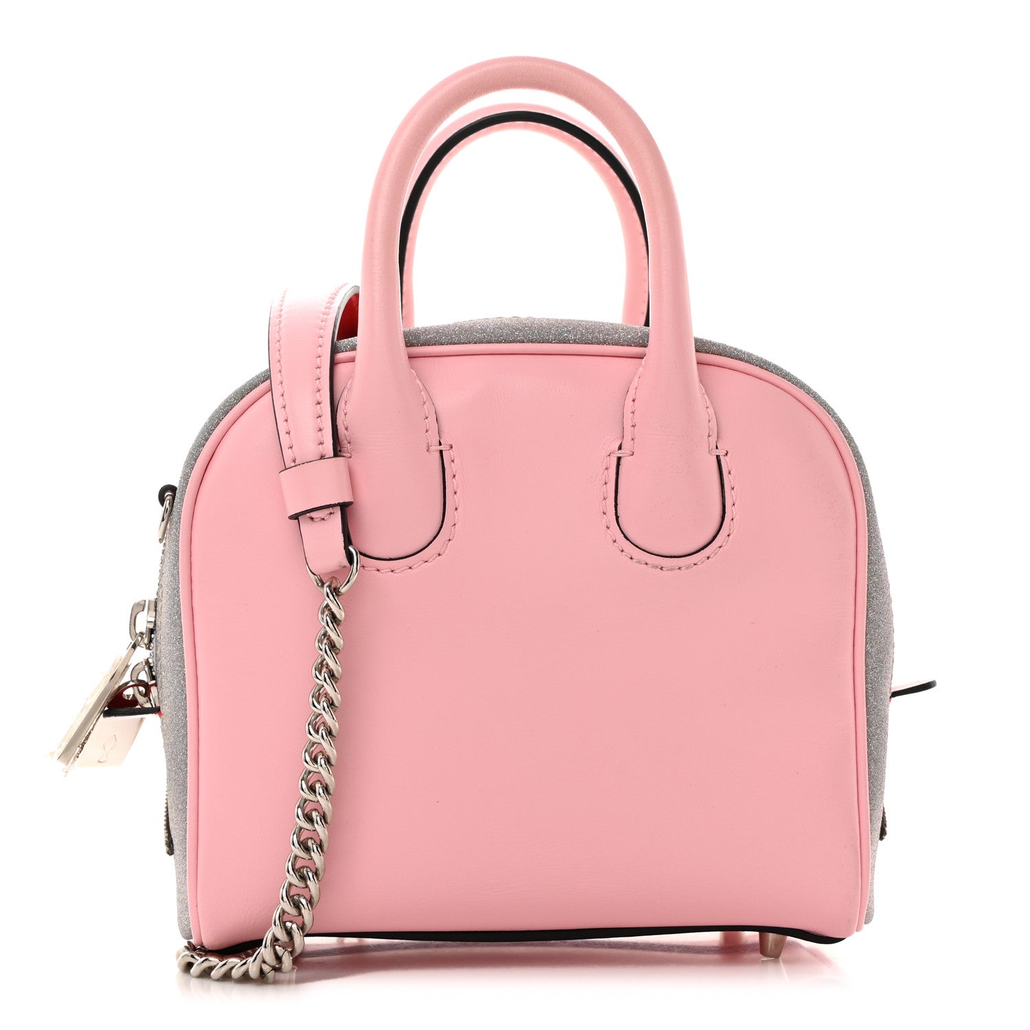 Christian Louboutin Calfskin Paris Glitter Nano Marie Jane Pepite Tote Eglantine Silver 1 of 10