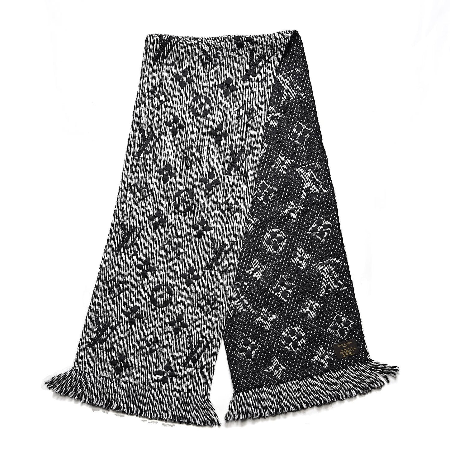 Wool Silk Logomania Mix Scarf Black