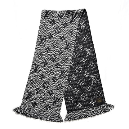 Louis Vuitton Wool Silk Logomania Mix Scarf Black 3 of 4