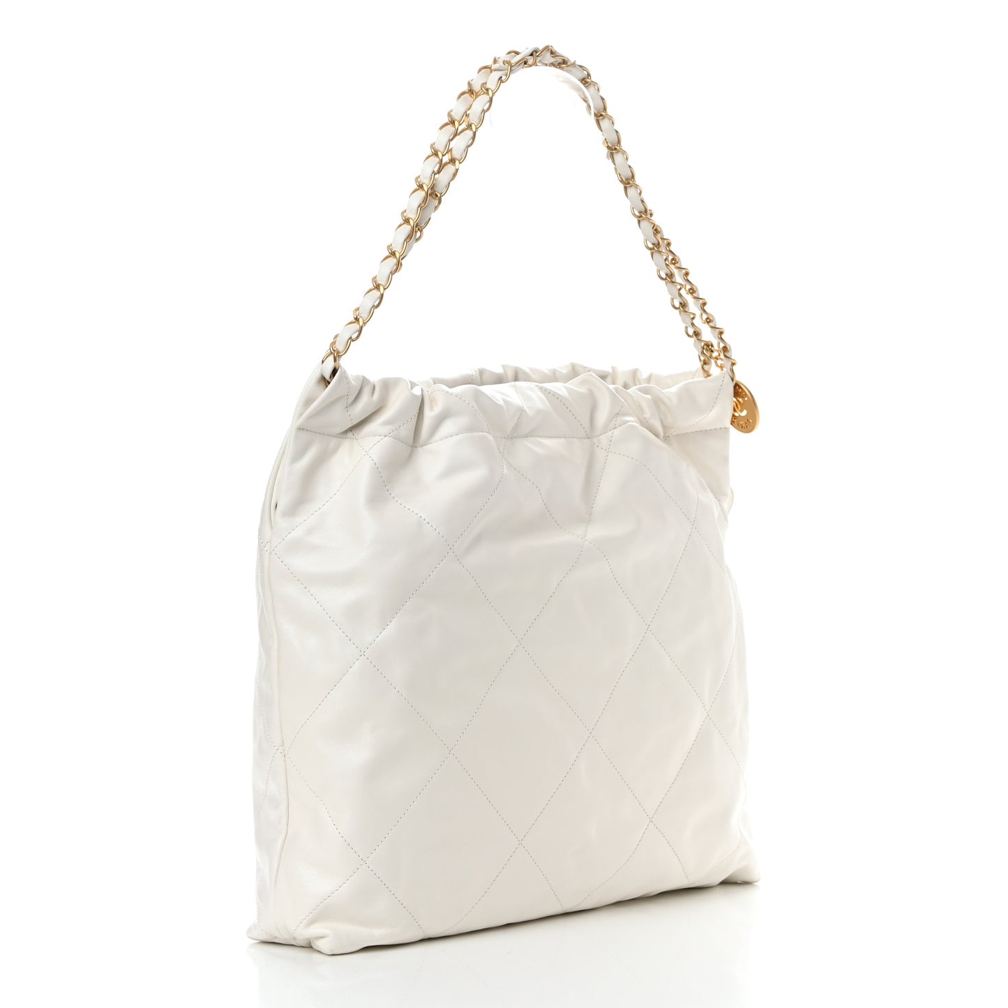 Shiny Calfskin Quilted Chanel 22 White