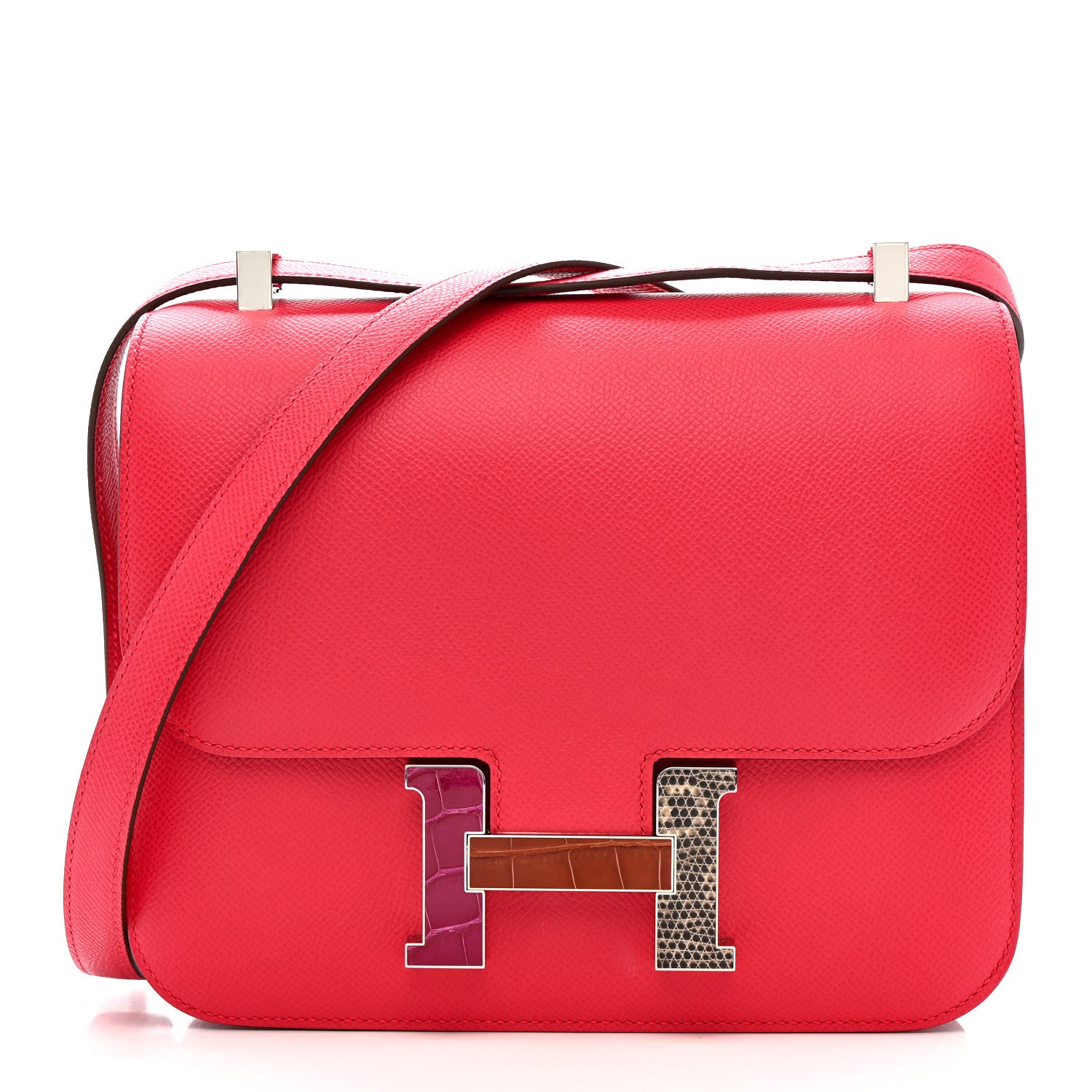 Hermes Epsom Shiny Alligator Lizard Constance 24 Rose Extreme Rose Poupre Etru Ombre 1 of 12