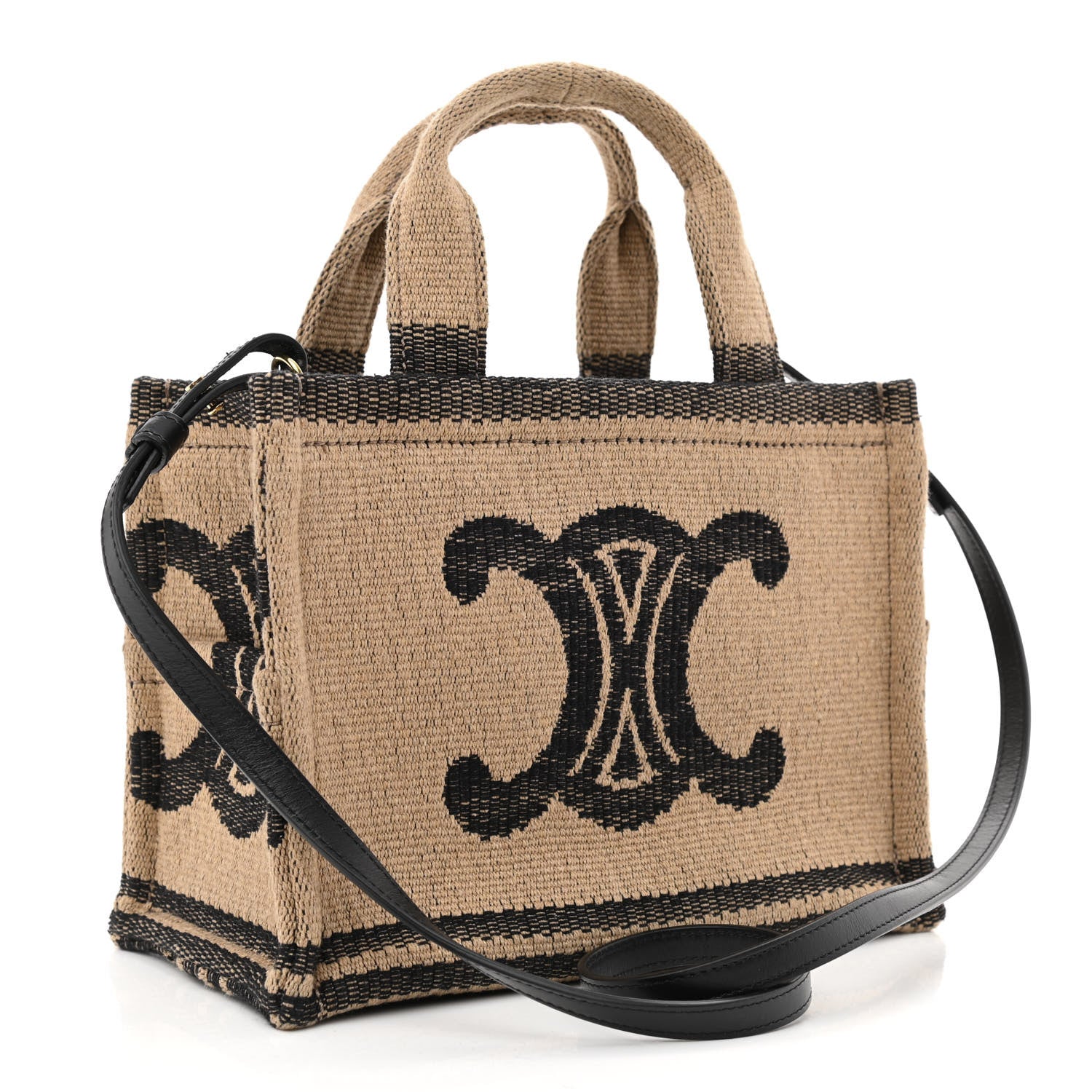Celine Canvas Calfskin Small Cabas Thais Beige Black 3 of 10
