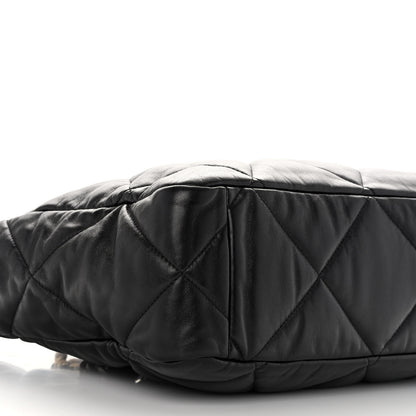 Chanel Lambskin Quilted Chanel 19 East West Shopping Bag Black 9 of 11