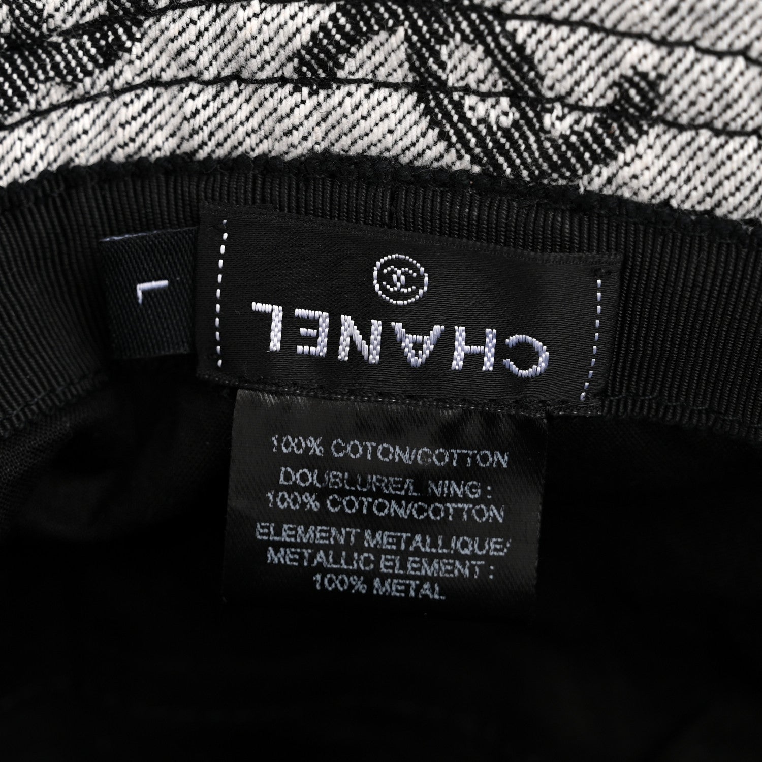 Chanel Denim CC Bucket Hat L White Black 8 of 11
