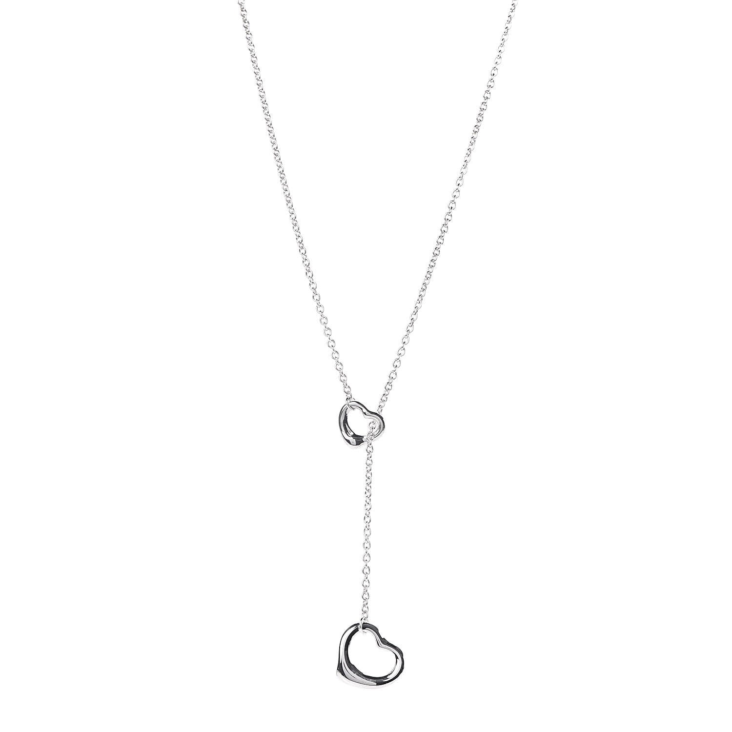 Tiffany Sterling Silver Elsa Peretti Open Heart Lariat Necklace 1 of 9