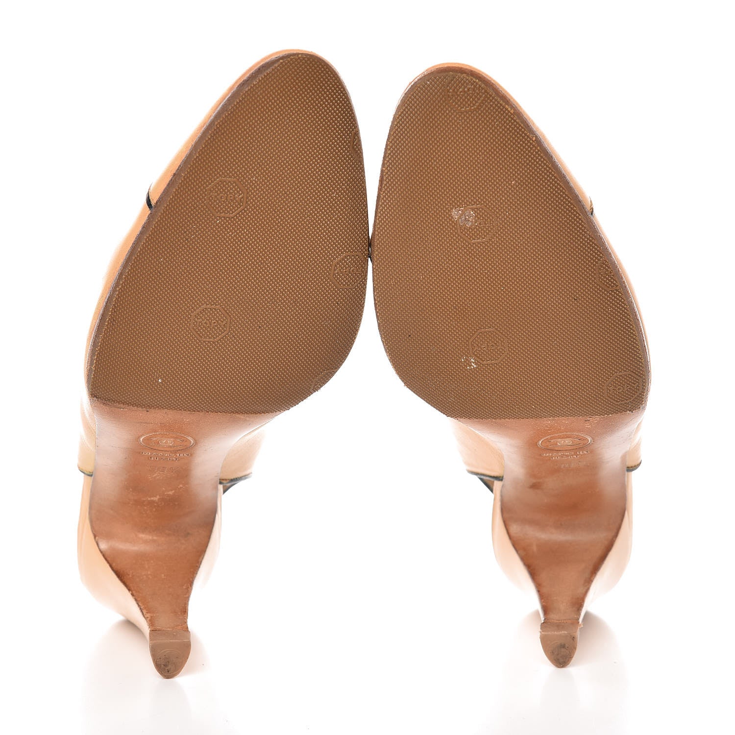 Chanel Lambskin Cap Toe Slingback Pumps 38.5 Beige 7 of 9