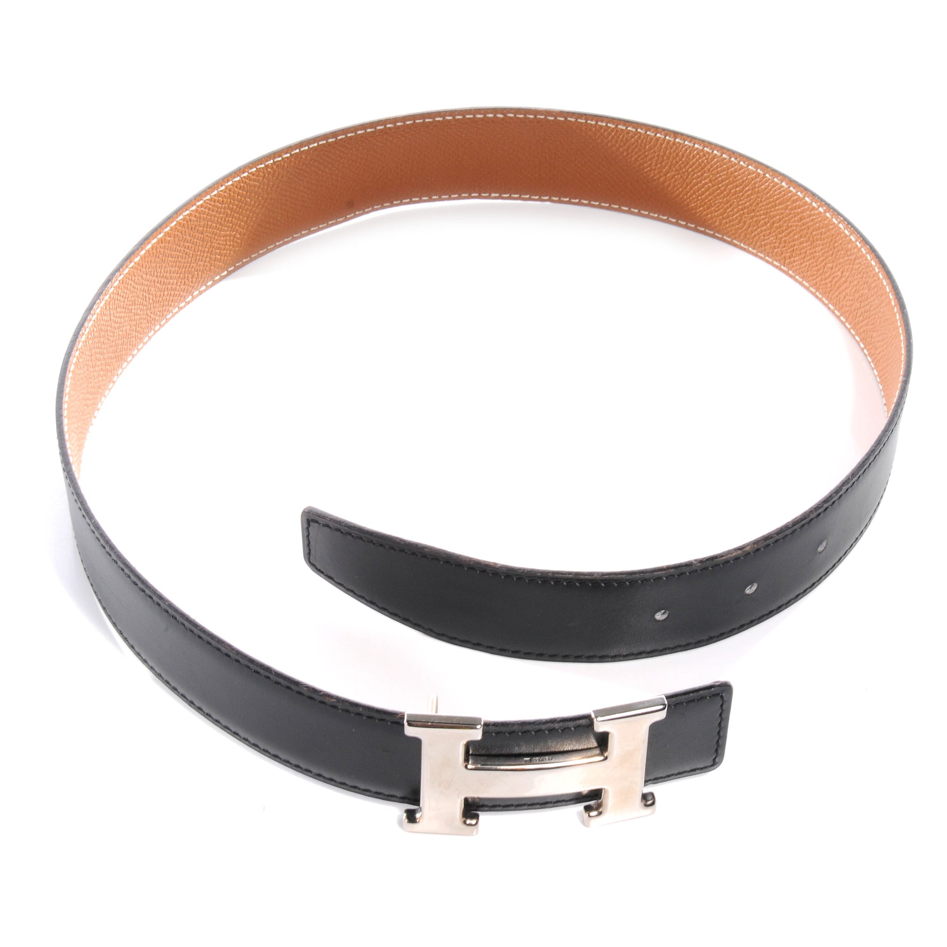 Hermes Box Courchevel 32mm H Belt 65 Black Gold 3 of 9