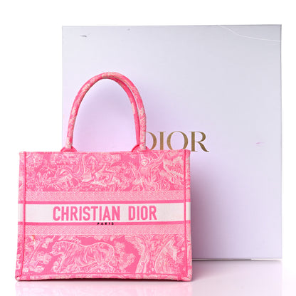 Christian Dior Canvas Embroidered Medium Toile De Jouy Reverse Book Tote Fluorescent Pink 17 of 17