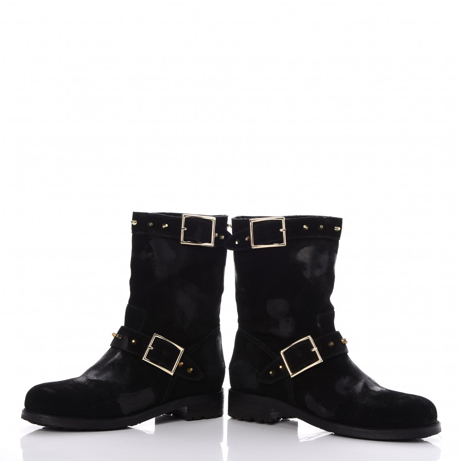 Jimmy Choo Distressed Waxed Leather Studded Biker Moto Boot 38 Black 6 of 9