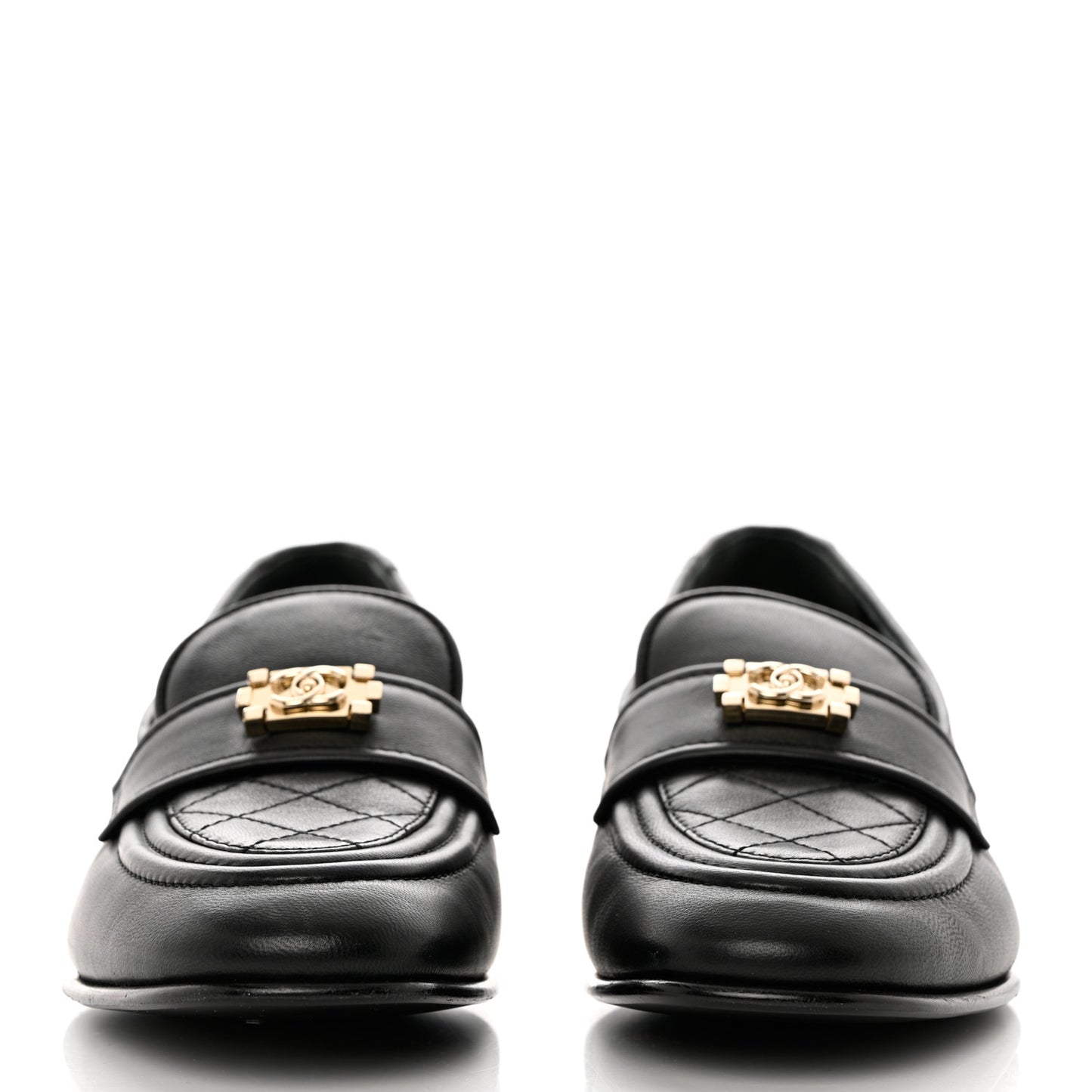 Lambskin Quilted Boy Loafers 38 Black