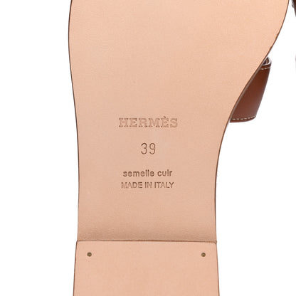 Hermes Box Calfskin Oran Sandals 39 Gold 7 of 11