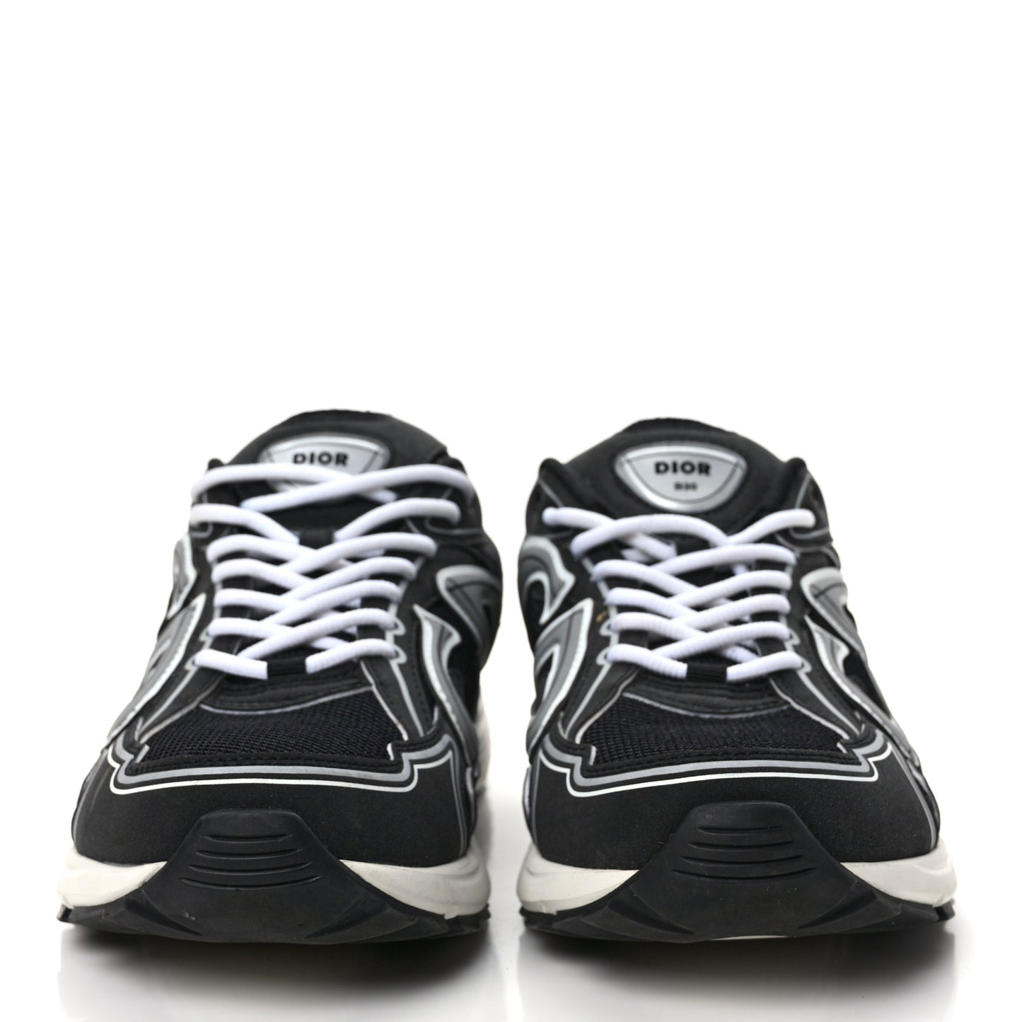 Technical Mesh Calfskin Mens B30 Sneakers 42 Black White