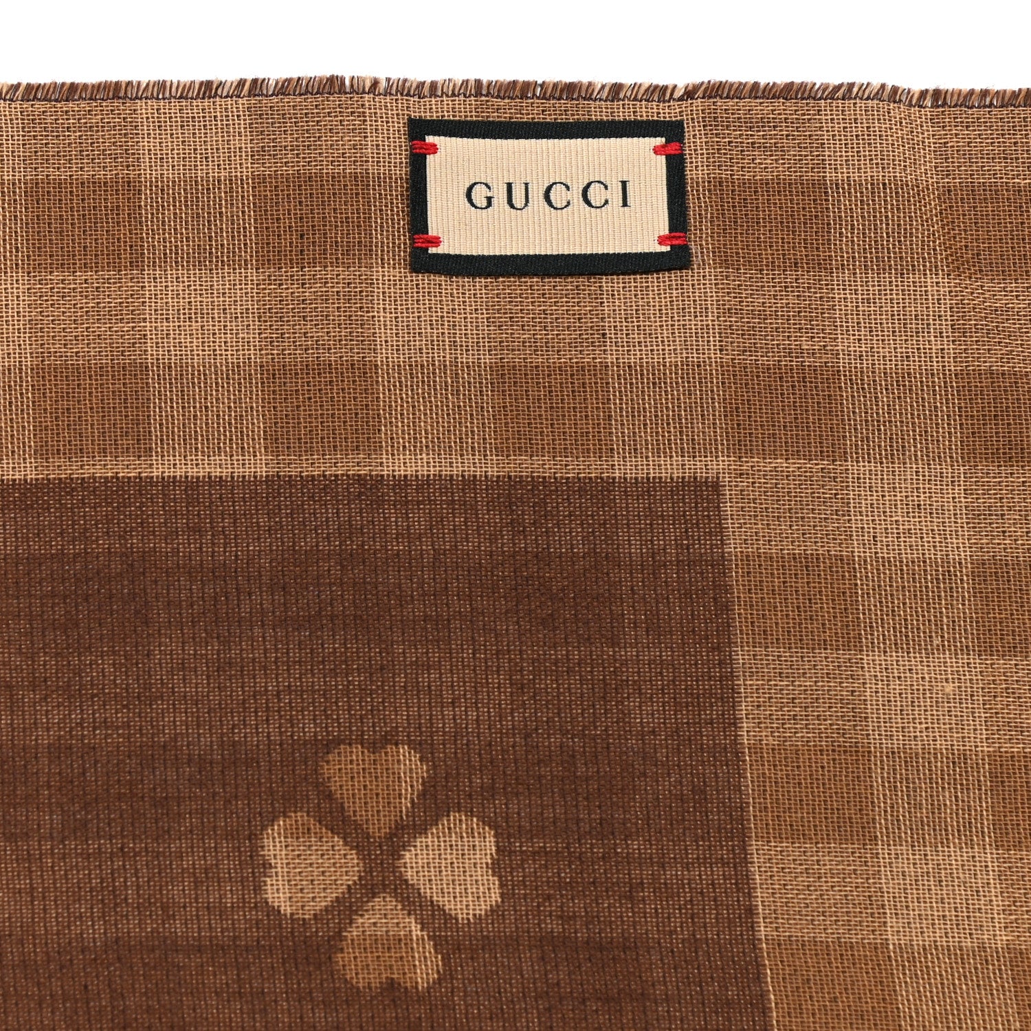 Gucci Cotton Woven Long Lucky Fringe Scarf Camel Light Brown 5 of 5