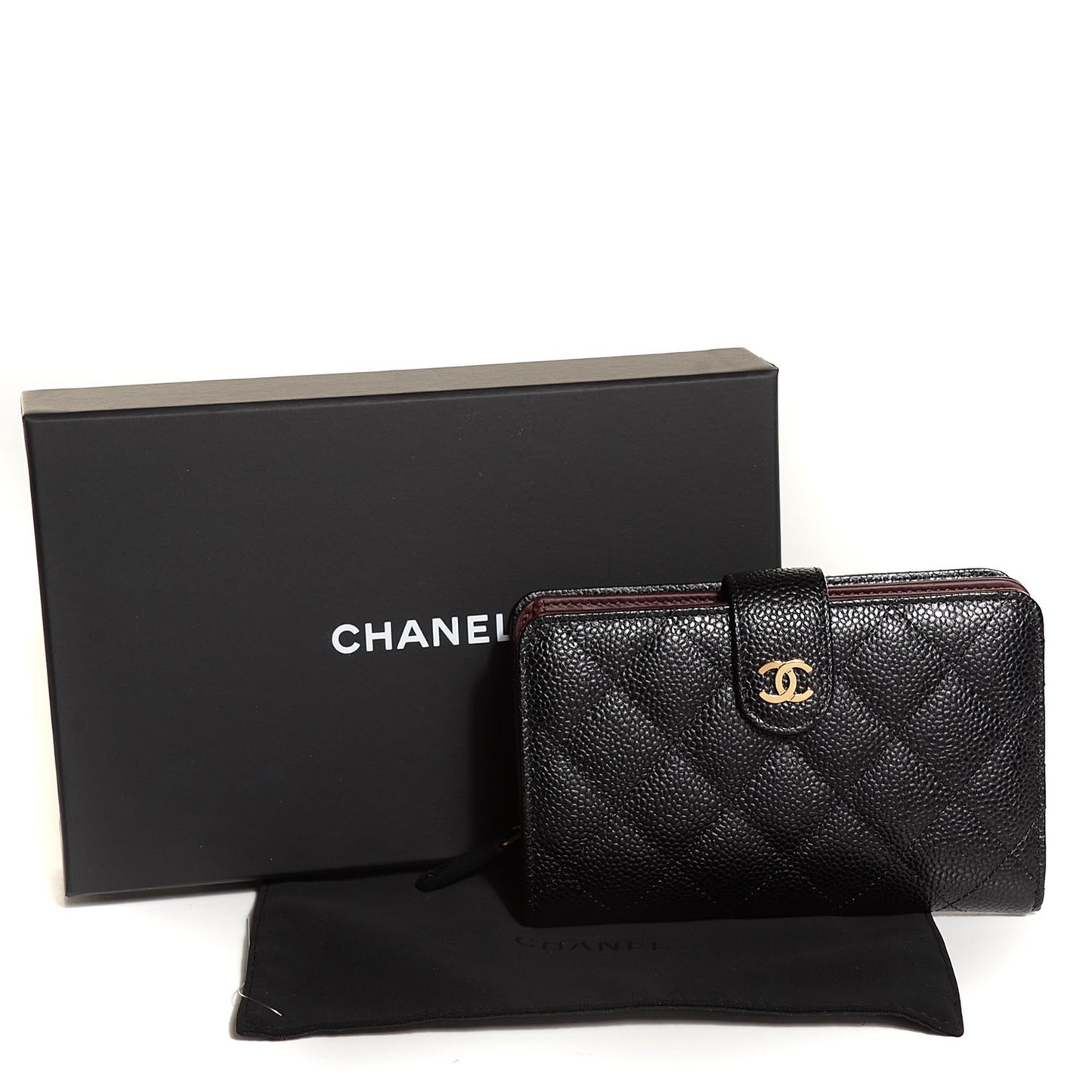 Caviar Quilted Zipped Pocket Wallet Black