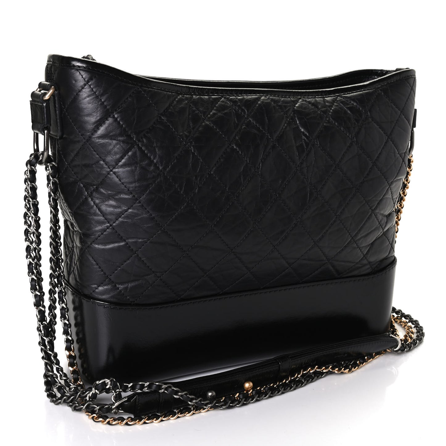 Aged Calfskin Quilted Medium Gabrielle Hobo Black