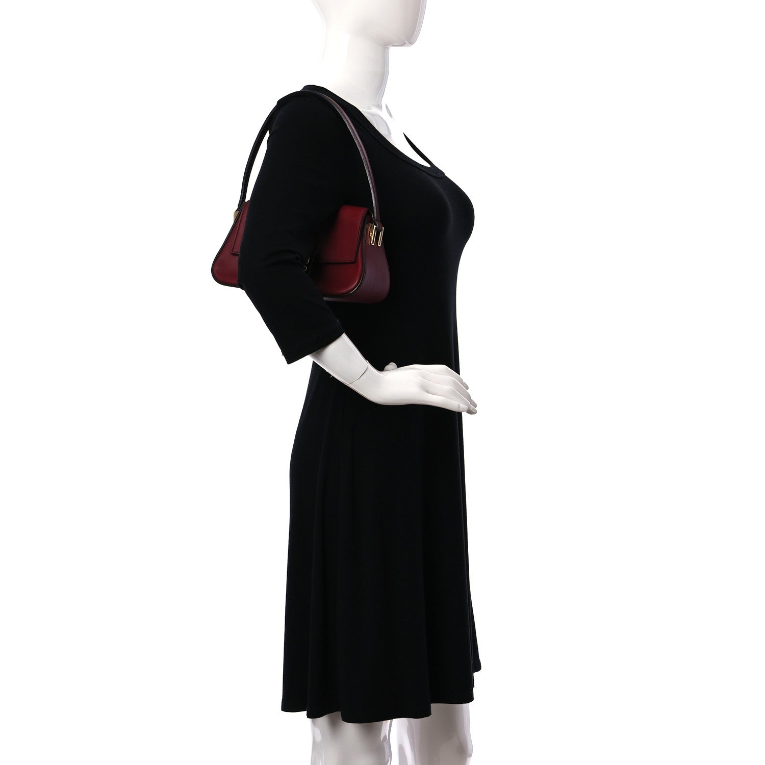 Fendi Vitello Flamingo Enamel Mini Mama Baguette Red 2 of 11