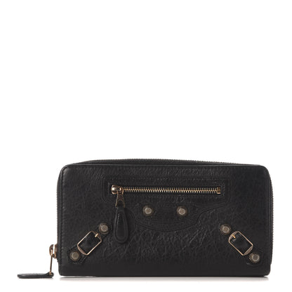 Balenciaga Agneau Giant 12 Rose Gold Hardware Continental Zip Around Wallet Black 1 of 8