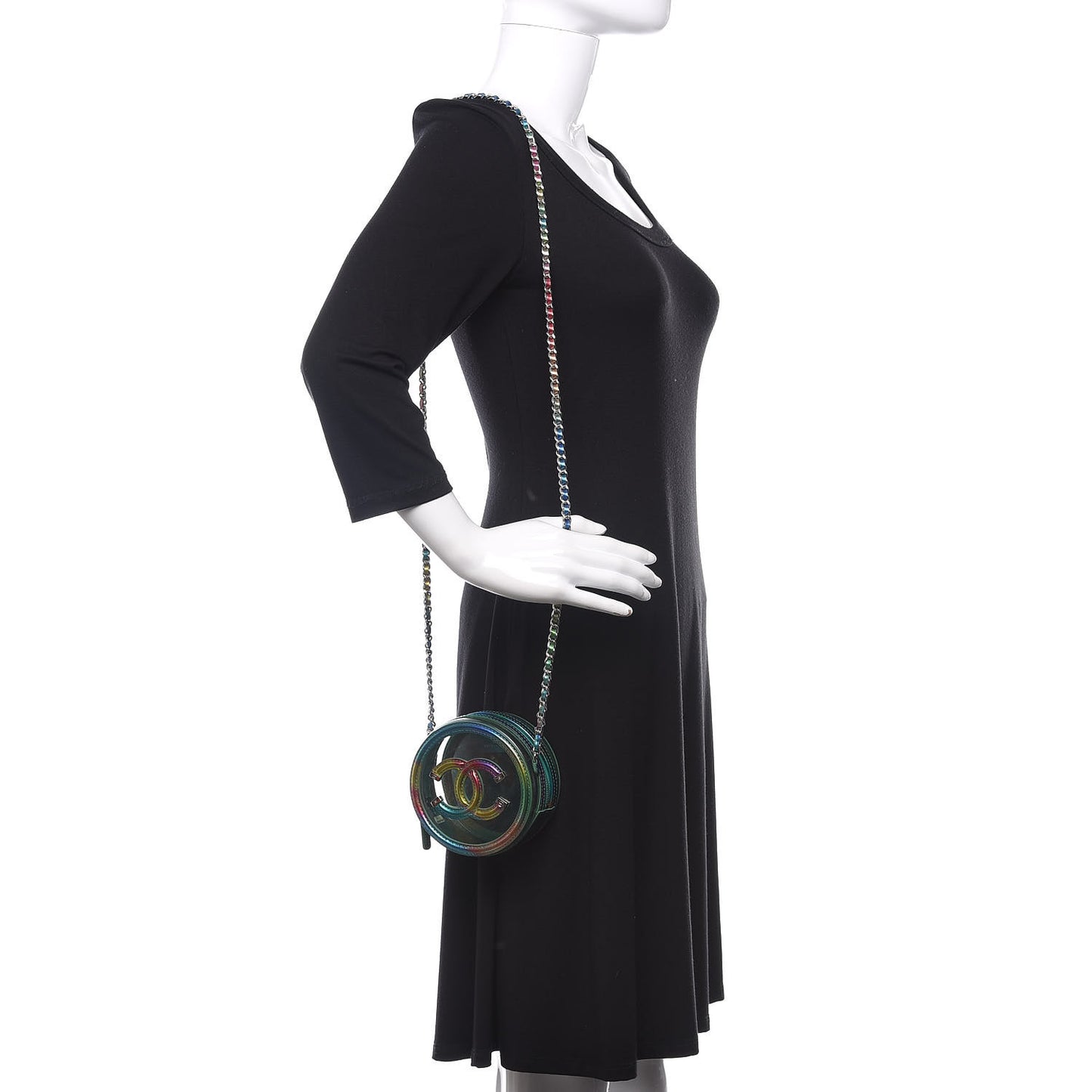 PVC Calfskin Lambskin Quilted Round Filigree Clutch With Chain Green