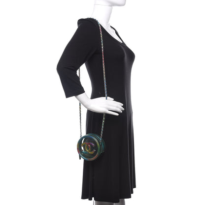 Chanel PVC Calfskin Lambskin Quilted Round Filigree Clutch With Chain Green 2 of 9