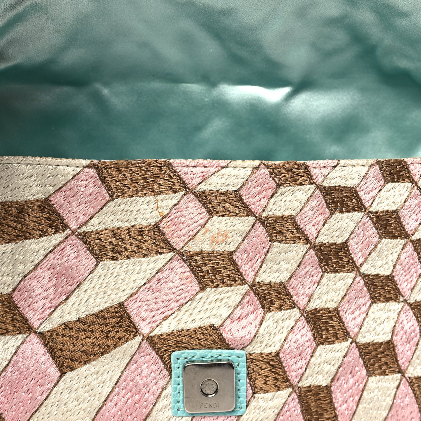 Fabric Lizard Crystal Embroidered Baguette Celeste