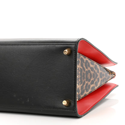 Christian Louboutin Calfskin Patent Leopard Spiked Large Paloma Black 10 of 11