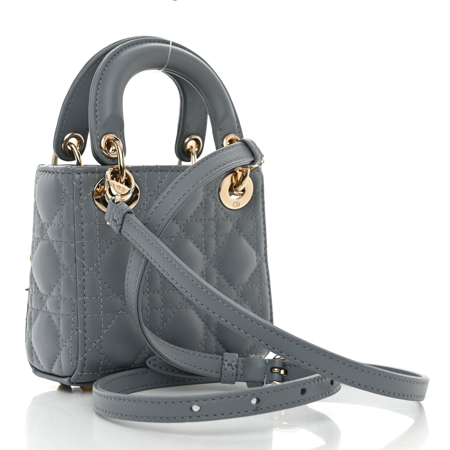 Lambskin Cannage Micro Lady Dior Cloud Gray