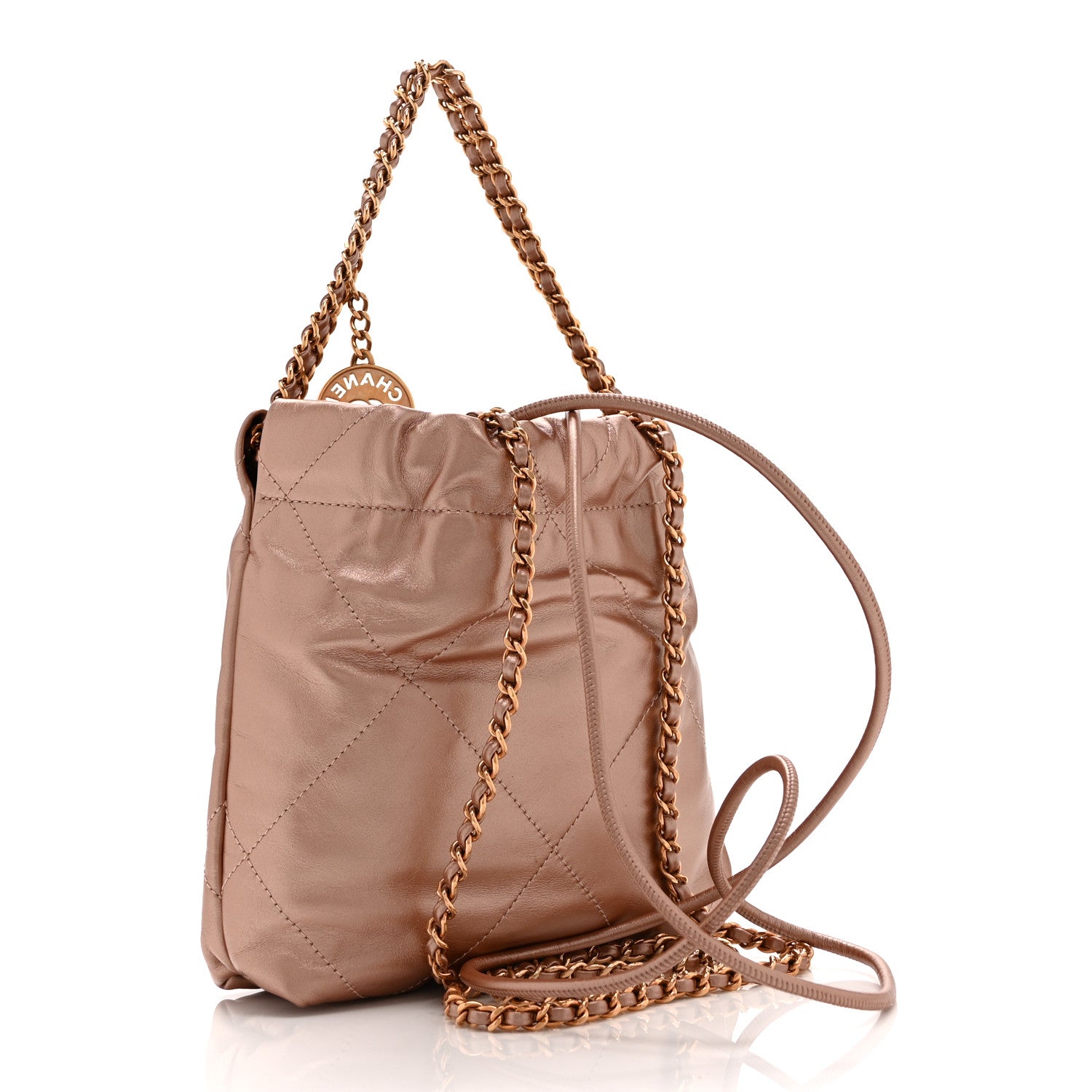 Chanel Metallic Calfskin Quilted Mini Chanel 22 Copper 3 of 11
