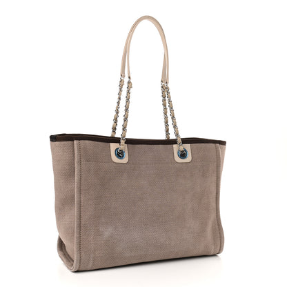 Chanel Canvas Small Deauville Tote Beige Brown 3 of 9