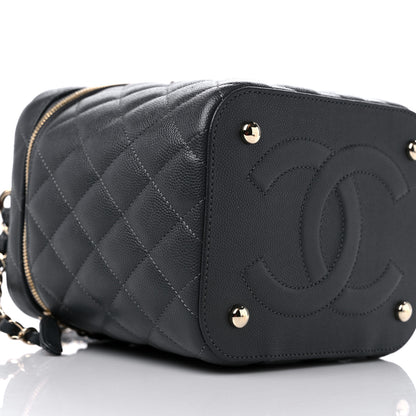 Chanel Caviar Quilted Small Top Handle Vanity Case With Chain Dark Grey 8 of 9