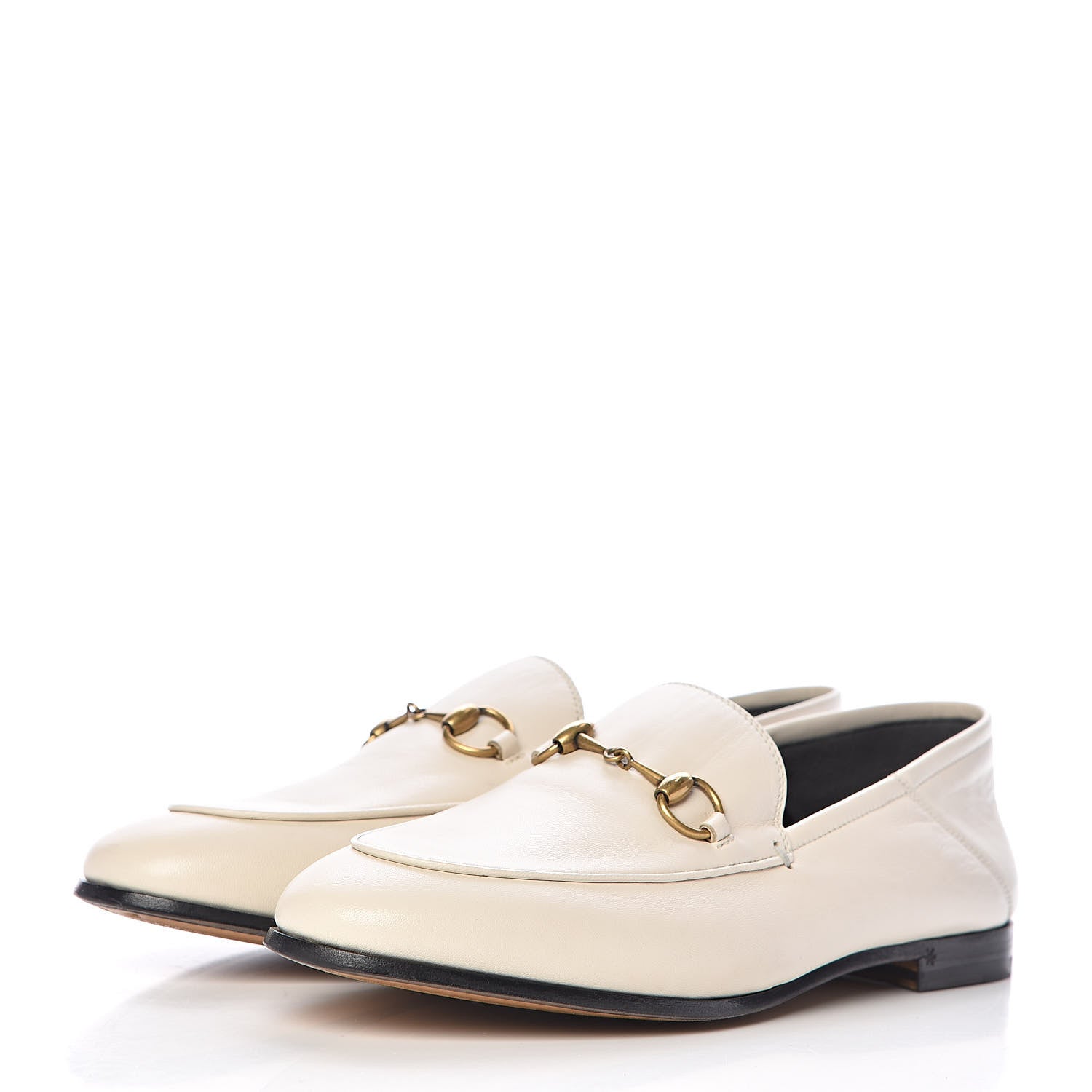 Gucci Lambskin Womens Brixton Horsebit Loafers 37.5 Mystic White 3 of 9