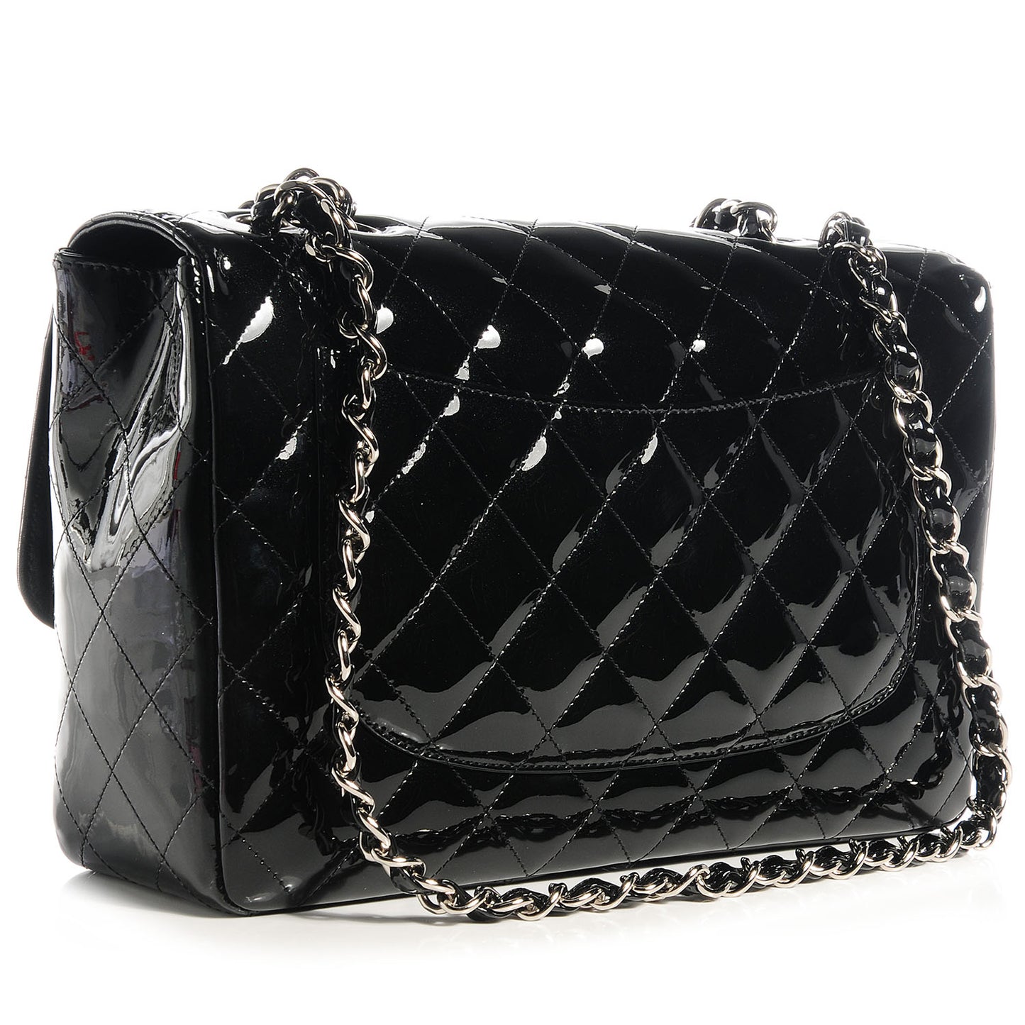 Glitter Patent Jumbo Single Flap Black