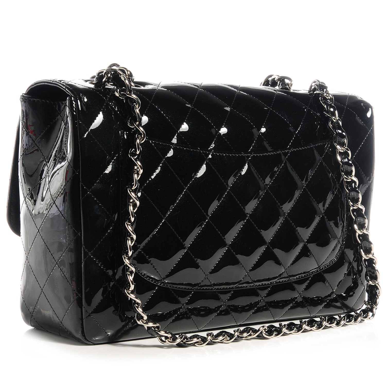 Chanel Glitter Patent Jumbo Single Flap Black 4 of 9