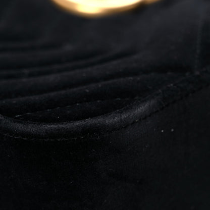 Gucci Velvet Matelasse Small GG Marmont Chain Shoulder Bag Black 9 of 15
