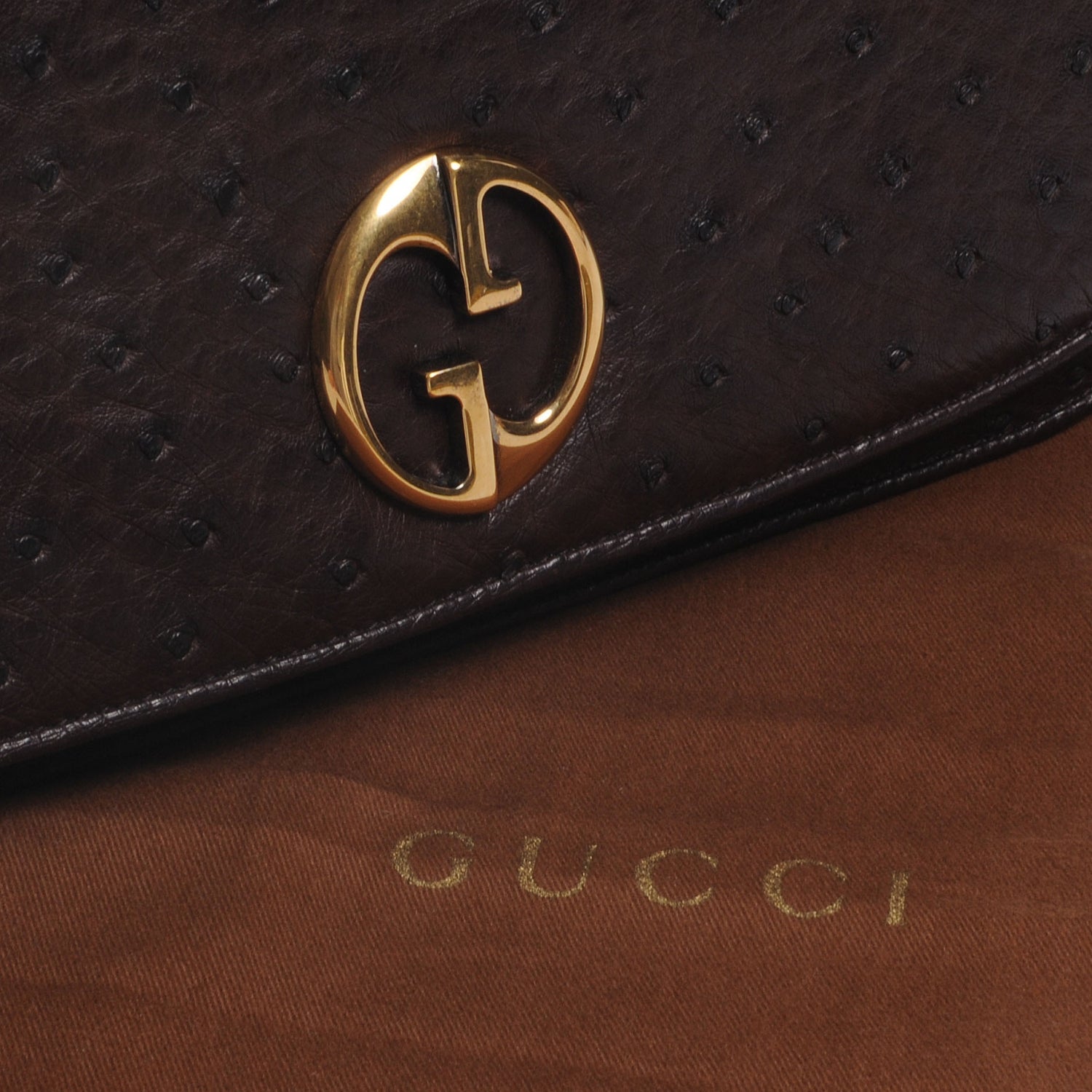 Gucci Ostrich 1973 Clutch Cocoa Brown 5 of 8
