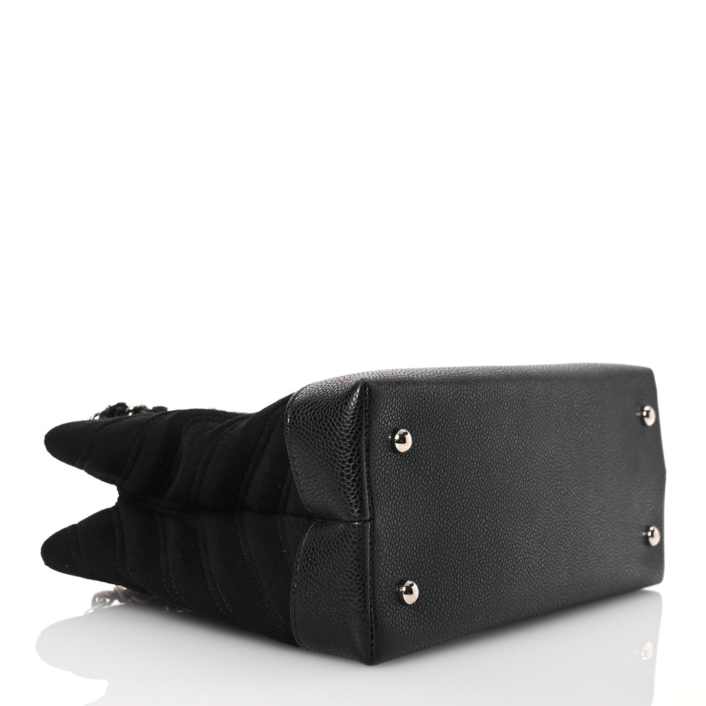 Canvas Caviar Chevron Shopper Tote Black
