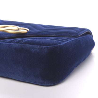 Gucci Velvet Matelasse Medium GG Marmont Shoulder Bag Cobalt Blue 9 of 13