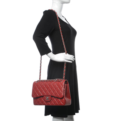Chanel Caviar Quilted Jumbo Double Flap Red 2 of 11