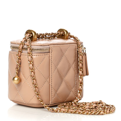 Chanel Calfskin Quilted Mini Perfect Fit Vanity Case With Chain Beige 3 of 14