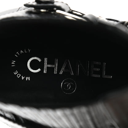 Chanel Goatskin Patent CC Cap Toe Chain Boots 37 Black 7 of 7
