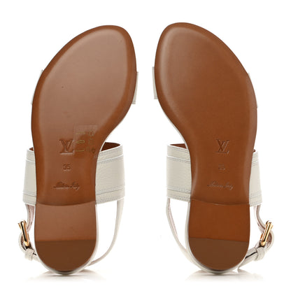 Louis Vuitton Grained Calfskin Horizon Flat Sandals 35 White 5 of 7