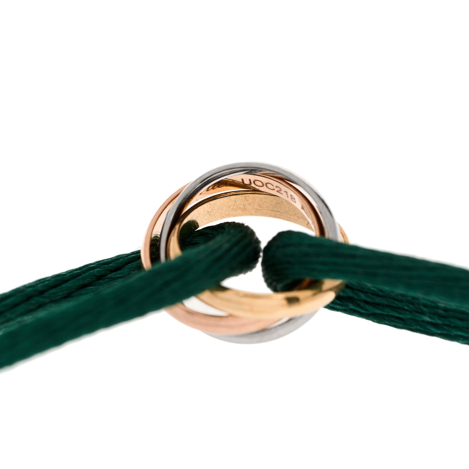 Cartier 18k Pink Yellow White Gold Trinity Adjustable Cord Bracelet Green 4 of 5