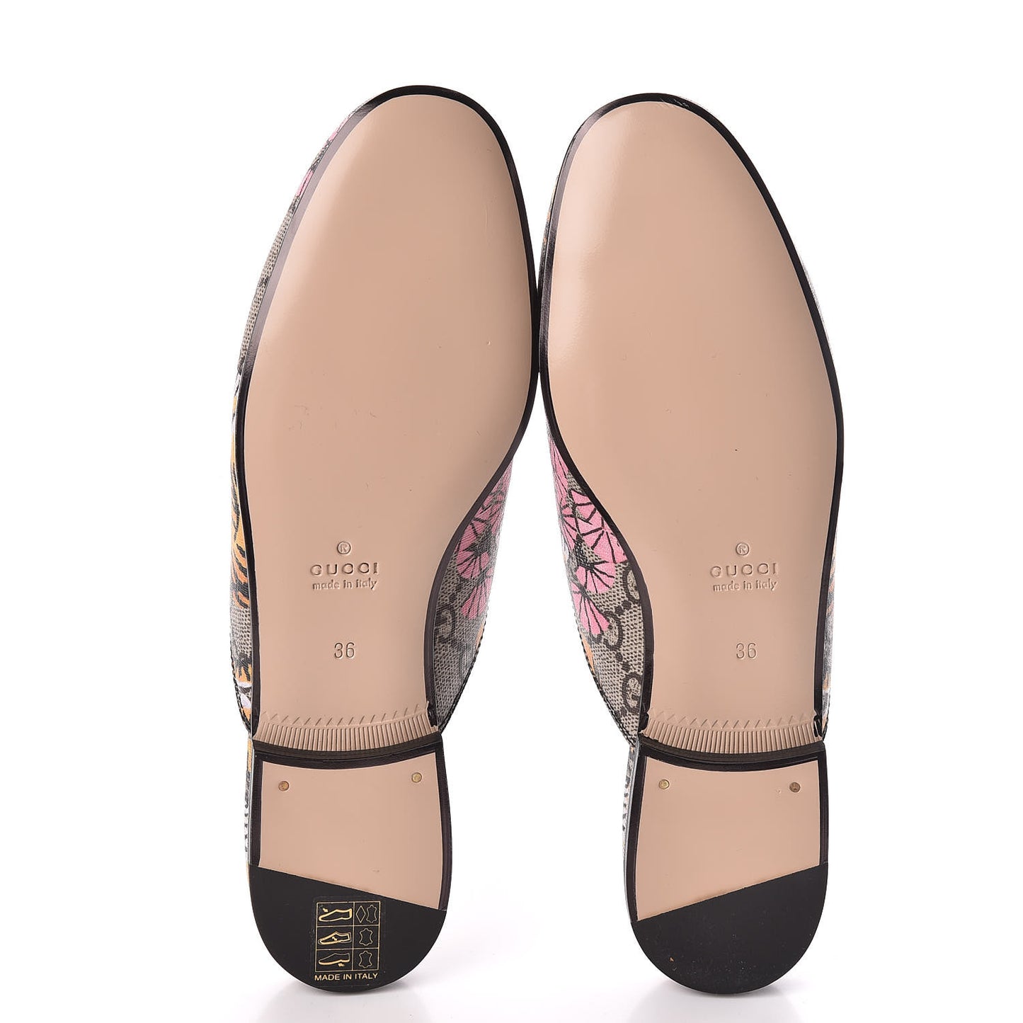 GG Supreme Monogram Bengal Womens Princetown Slippers 36 Beige Crop Pink