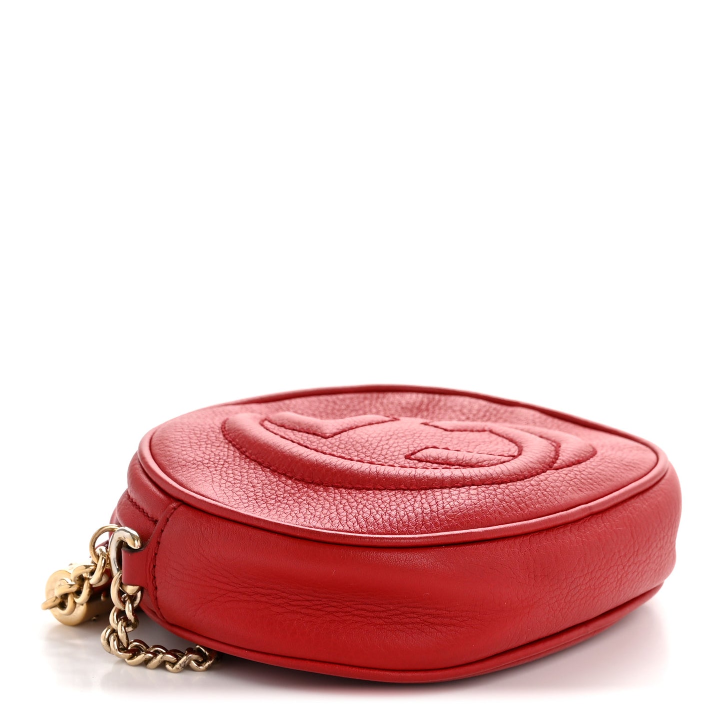 Pebbled Calfskin Mini Soho Chain Bag Tabasco Red