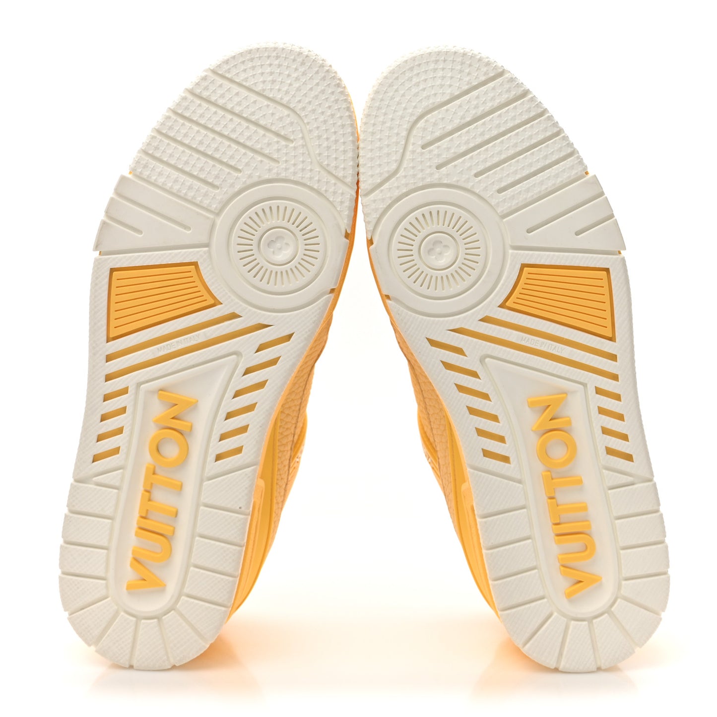 Grained Calfskin Womens LV Trainer Sneakers 39 Yellow
