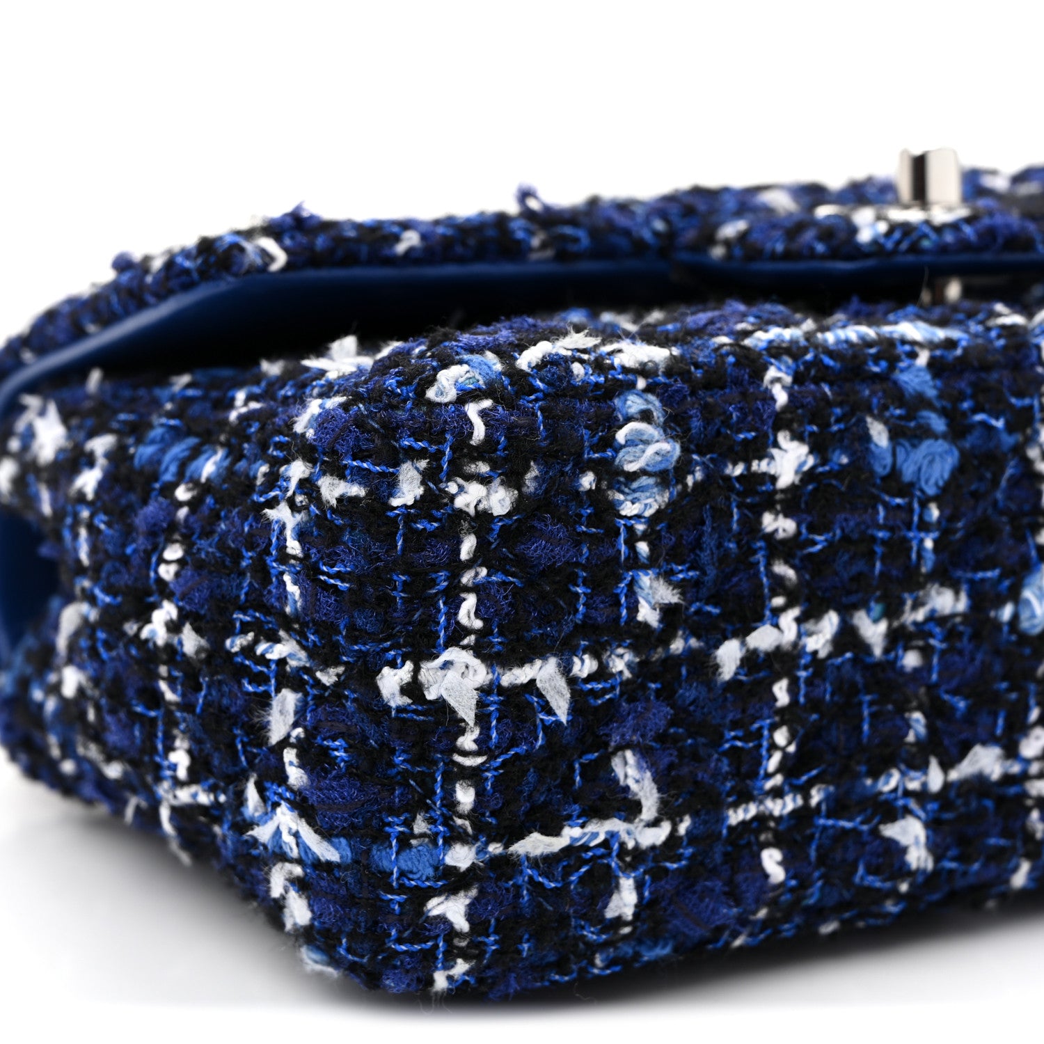Chanel Tweed Quilted Mini Rectangular Flap Navy Blue Ecru 1920280