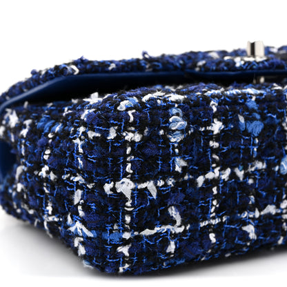 Chanel Tweed Quilted Mini Rectangular Flap Navy Blue Ecru 9 of 10