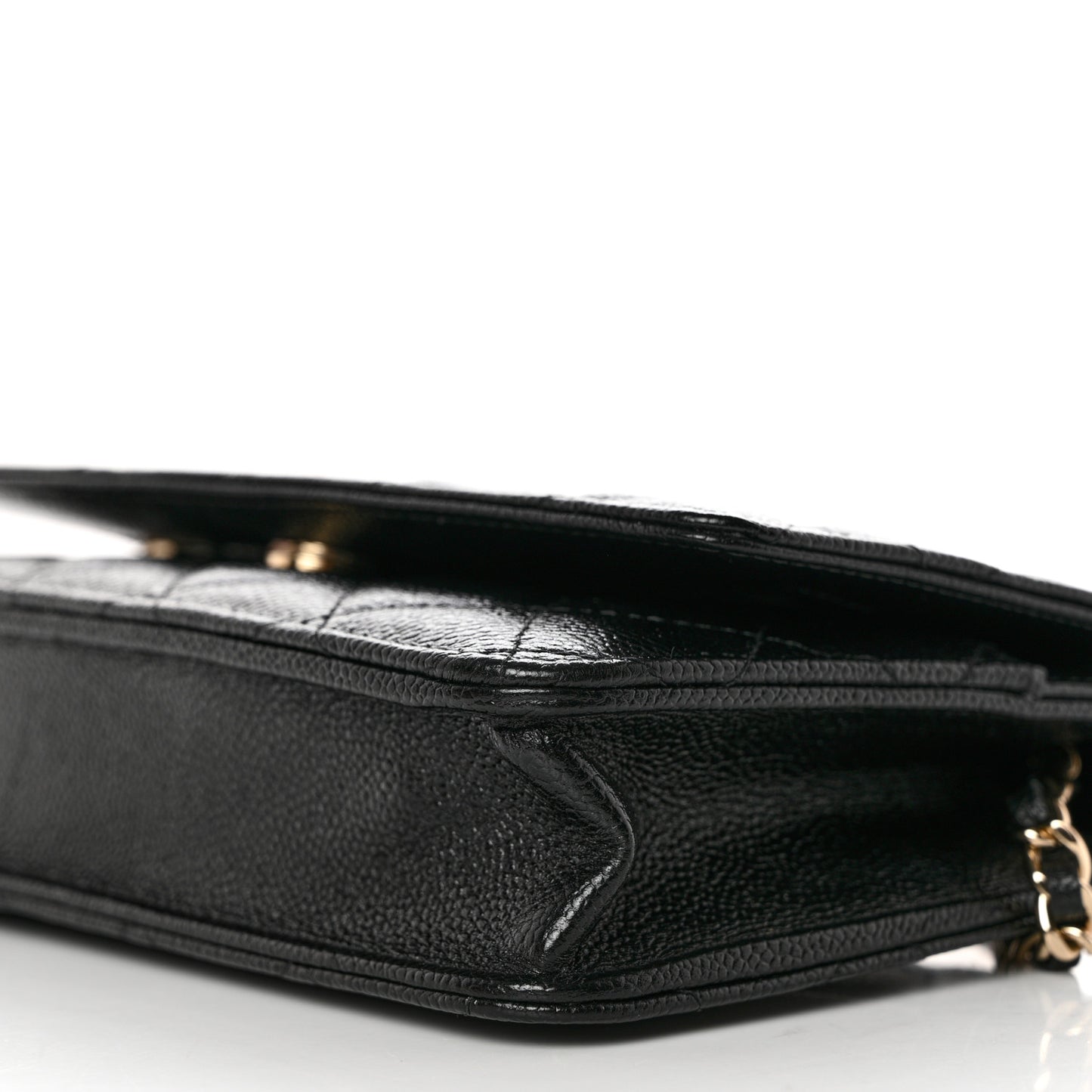 Caviar Quilted Chain CC Wallet On Chain WOC Black