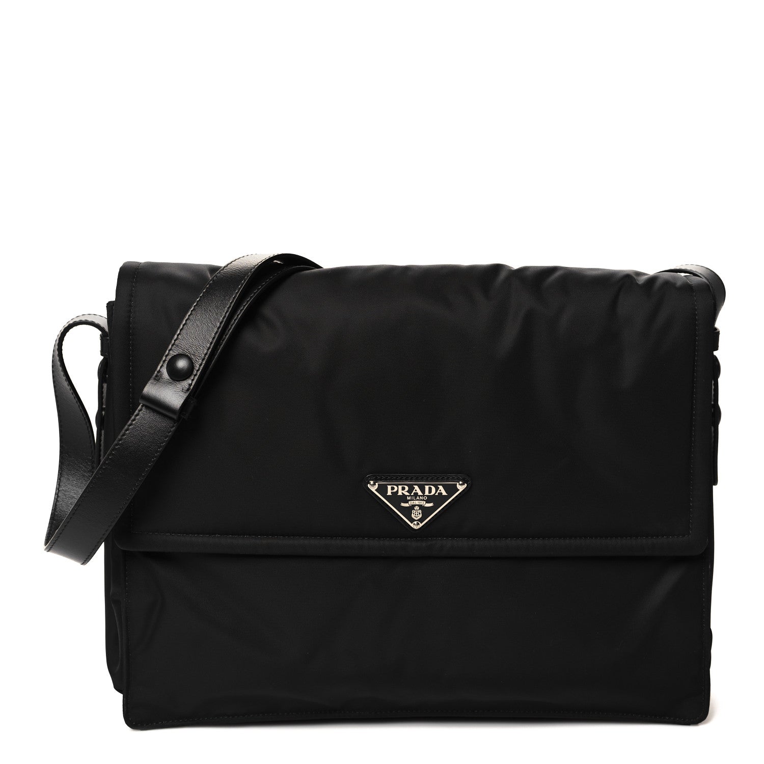 Prada Re-Nylon Vitello Padded Large Flap Shoulder Bag Black 1 of 10